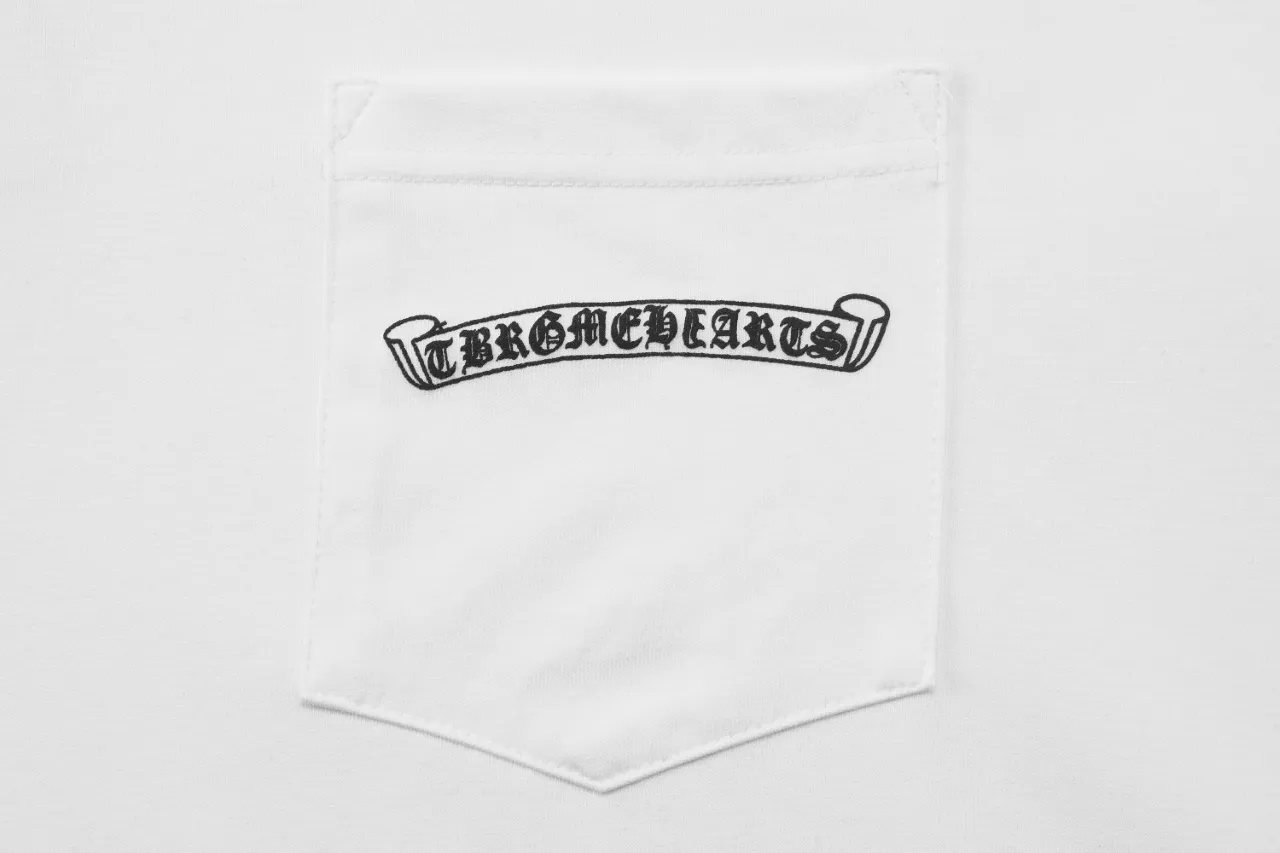 P150 Chrome Hearts Sanskrit Rainbow Horseshoe Print Cross Short Sleeves Size: SMLXL Color: Black White